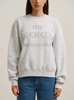 New The Couch Club Members Only Sweatshirt Small Gray Crewneck Comfy Cozy Gift thumbnail 1
