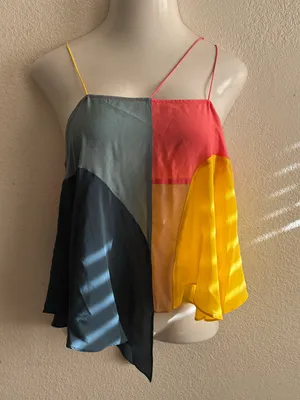 Anthropologie 🆕Lilka By 100% Silk Vista Colourblocked Cami Top M🆕 thumbnail 4