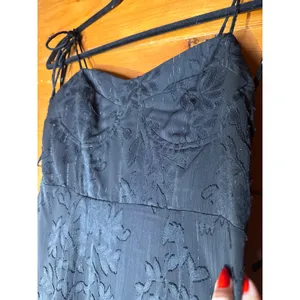 NWT Lulus Loveliest Looks Black Floral Jacquard Tie-Strap Midi Dress Party Sz S thumbnail 5