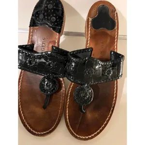 Jack Rogers Women's Black Leather Sandals thumbnail 2