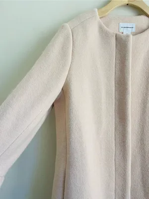 Club Monaco Blush Pink Wool Blend A Line Long Coat Bell Sleeve Large thumbnail 6