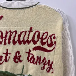 33 Degrees XS Cream Tomato Graphic Chunky Knit Cardigan Cottage Farmer's Market thumbnail 6