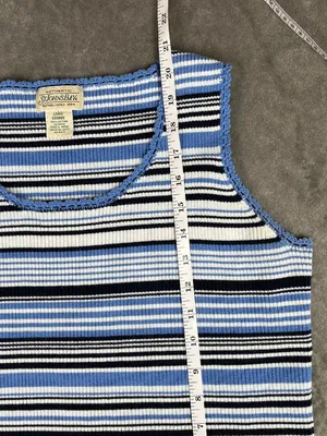 VTG St. John's Bay Top Women's L Blue Striped Sleeveless Fairy Indie Grunge Y2K thumbnail 8
