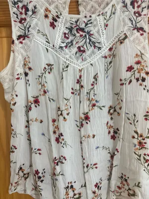 Nordstrom Mason Belle Size Large White Floral Tank Top thumbnail 4