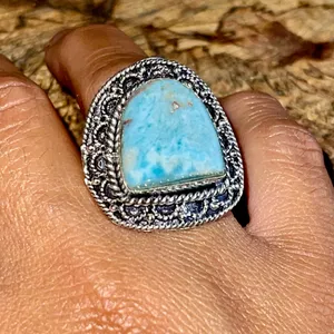 Caribbean Larimar Ring Size 7 Blue thumbnail 2