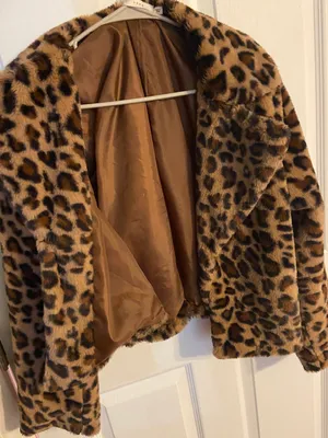 Leopard Print Fur Coat Multi thumbnail 2