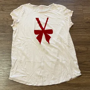 Victoria’s Secret Short Sleeve Night Shirt Light Pink With Red Velour Bow Sz XL thumbnail 6