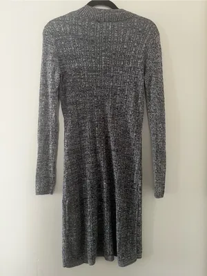 Abercrombie Gray Knit Ribbed Sweater Dress Medium Mock Neck Minimalist Capsule thumbnail 7