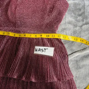 Lulus Sweetest Soiree Mini Dress XS Plum‎ Metallic Tiered Plisse Open Back Party thumbnail 9