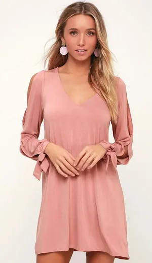 NWT Lulus Glory of Love Dress - Women's Size Medium - Pink Cold Shoulder thumbnail 1