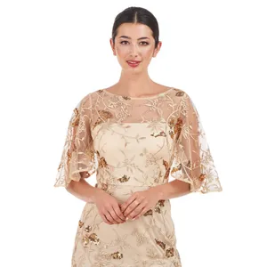 NWT JS Collections Sleeve Sequin Embellished Column Gown Dress Gold Yellow 18 thumbnail 4