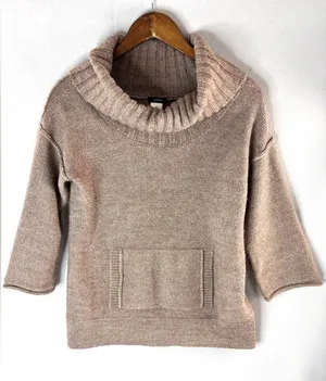 J. Crew XS Taupe Oversized Lagenlook Turtle Neck Sweater thumbnail 1
