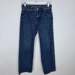 American Eagle Stovepipe Jeans Dark Wash Stretch High Waist Structured 0 Short thumbnail 2