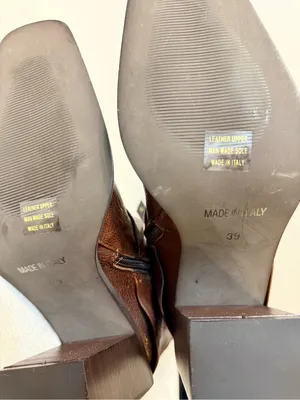 NWT Emauele Crasto Leather Fold Over High Shaft Boots in Brown Size 39 thumbnail 11