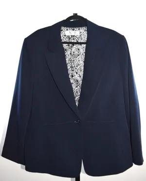 Tahari Arthur S Levine Navy One Button Blazer Notch Lapel Plus Size 20W thumbnail 1