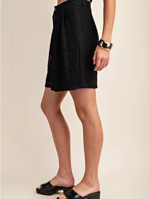 Boutique Black Embroidered Lace Shorts Lined Boho Chic Large thumbnail 6