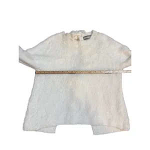 Addie Fuzzy Eyelash Knit Sweater Ivory Tie Back‎ Medium thumbnail 9