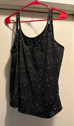 SHEIN black speckled bling crop tank, XL thumbnail 1