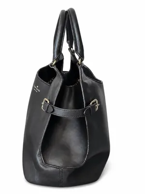Kate Spade New York Black Leather Large Shoulder Bag Satchel Tote thumbnail 4