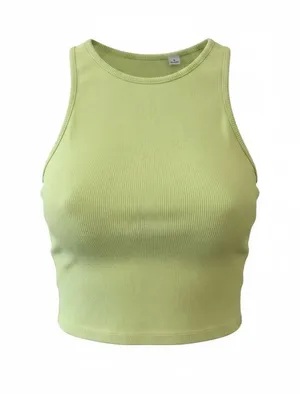 University Tees Classic Ribbed Crop Tank Top in Lime thumbnail 1