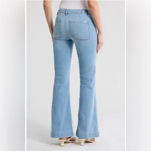 7 For All Mankind Dojo Tailorless Wide Leg Flare Jeans in Light Blue Size 25‎ thumbnail 2