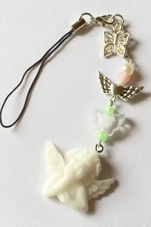 Handmade aesthetic Kawaii fairy vintage goth angel/ cherub phone strap/bag charm/keychain/display👼❤️ thumbnail 1