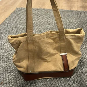 Polo Ralph Lauren Vintage 90's Canvas leather Tote Bag Multi Pocket Khaki thumbnail 8