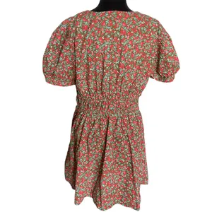Free‎ People Pennie Floral Mini Dress Puff Sleeve Smocked Waist Women's Large thumbnail 7