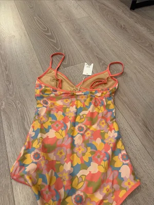 NWT Mollusk Surf Shop Oona One Piece Swimsuit Bathing Suit Small Pink Bouquet thumbnail 4