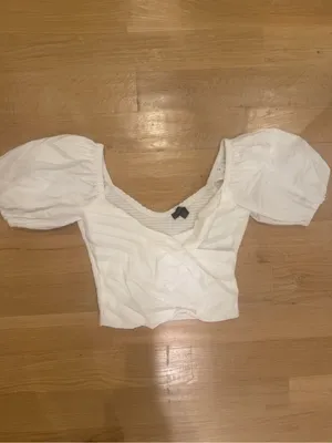 J. Crew White Puff-Sleeve Cropped Top thumbnail 2