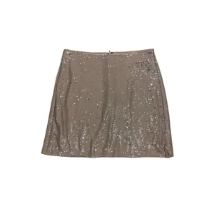 Michael Stars Sequin Mini Skirt Small Taupe Gold Sparkle Party Holiday Y2K thumbnail 2