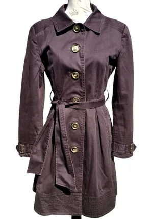 Zara‎ Basic Solid Brown Trenchcoat Size XL thumbnail 1