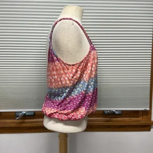 Free People Vintage Multi Sherbert Color Stripe Polka Dot Twisted Strap Tank Top thumbnail 5