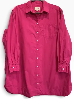 Sezane Maxine Shirt Dress Mini Grenadine Pink Cotton Oversized Button Down S thumbnail 3