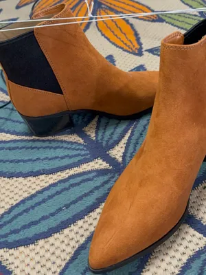 Target Women's Rust Tan Pointed-Toe Suede Ankle Booties thumbnail 2