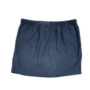 Garnet Hill Essential 100% Linen Pull On Denim Mini Skirt Pocket Chambray Size L thumbnail 10