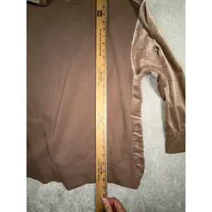 Athleta Womens L Retroplush Velvet Crewneck Sweatshirt Pullover Side Snaps Brown thumbnail 8