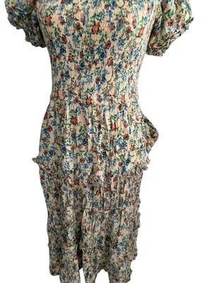 BAND OF THE FREE Floral Smocked Midi Dress Size Small thumbnail 2