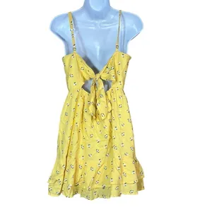 Hollister Women’s Yellow Floral Print Dress Size XS‎ thumbnail 5