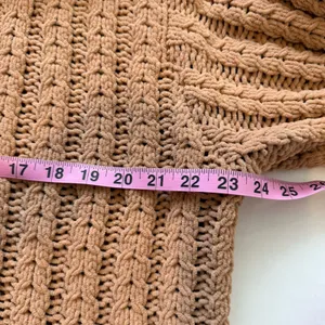 Aerie Chenille Womens Cable‎ Car Quarter Zip Sweater Size Medium Camel Cozy Soft thumbnail 5