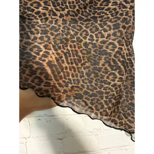 Edikted Leopard Print Asymmetric Mesh Tube Top‎ Brown Black Strapless Crop Small thumbnail 4