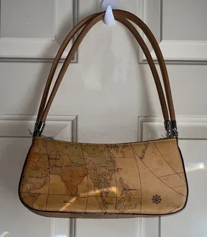 Elegant Tan Map Print Shoulder Bag Brown thumbnail 1