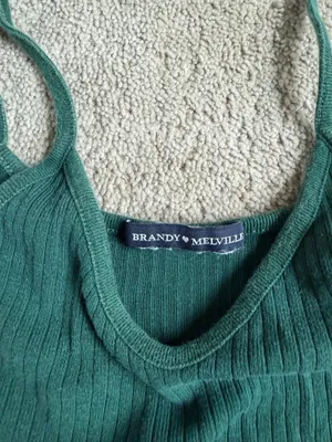 Brandy Melville Green Ribbed Tank Top thumbnail 3