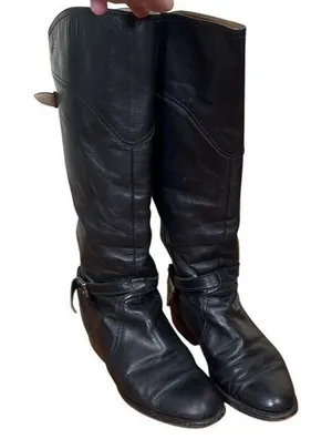 Frye Dorado Tall Leather‎ Riding Boot Black Women's Size 7 thumbnail 1
