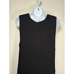 LULUS Sweater Vest Medium Black Ribbed V-Neck‎ Knit Minimalist Layering Chic thumbnail 5