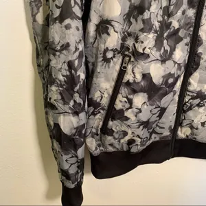 Ideology Women's Full Zip Athletic Jacket‎ Windbreaker Black Gray Floral Mesh thumbnail 5