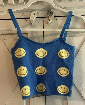 Smiley face tank top Blue thumbnail 1