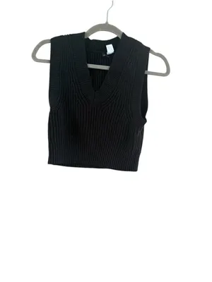 Women's H&M Black V-Neck Knit Sweater Vest Size XS thumbnail 2