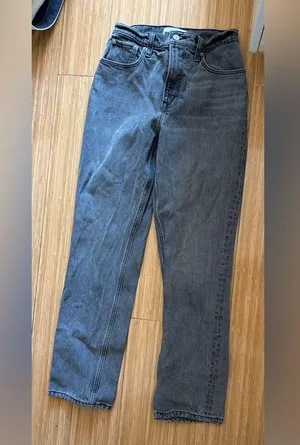 Abercrombie 90s Straight Ultra High Rise Straight Leg Grey Jeans thumbnail 2