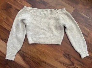 Garage Off-the-Shoulder Beige Sweater thumbnail 1